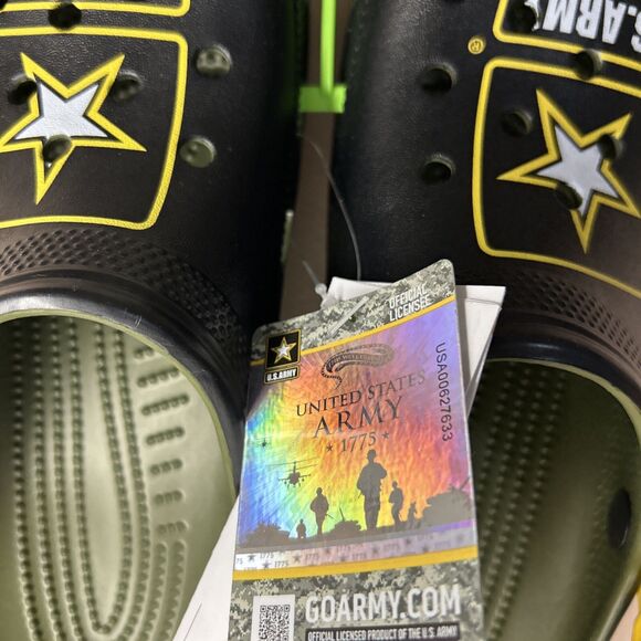 Classic Crocs US Army Green Yellow Black Size Men 4 Women 6 Adults Slip On - Picture 2 of 11